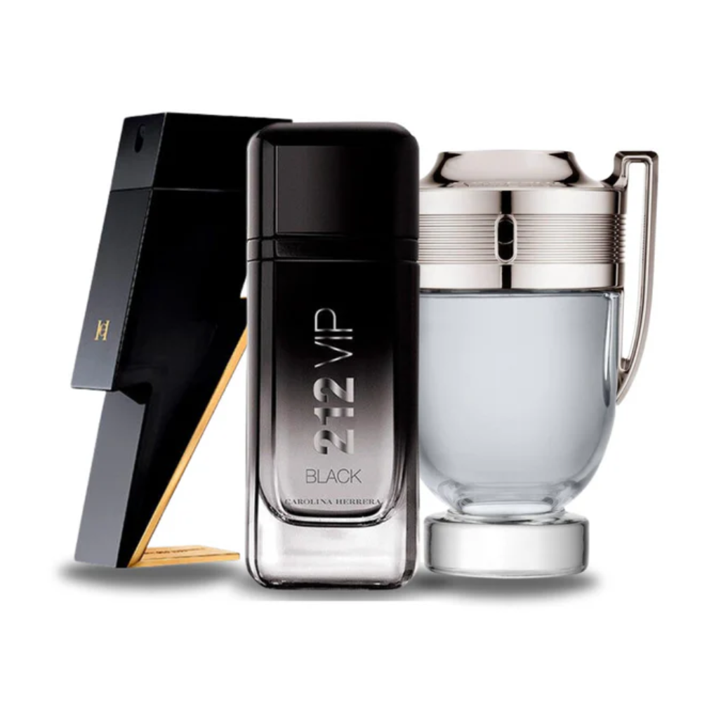 3 Parfums Carolina Herrera BAD BOY, Carolina Herrera 212 VIP BLACK e Paco Rabanne INVICTUS 100ml (Eau de Parfum)