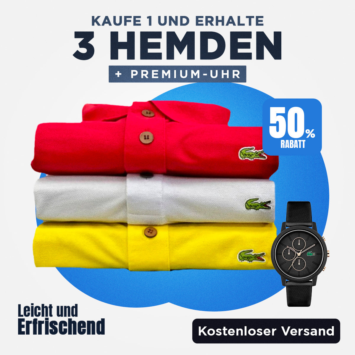 [KAUFEN SIE 1 NEHMEN SIE 4] Kit 3 LCT T-Shirts + LCT - Uhr als Geschenk